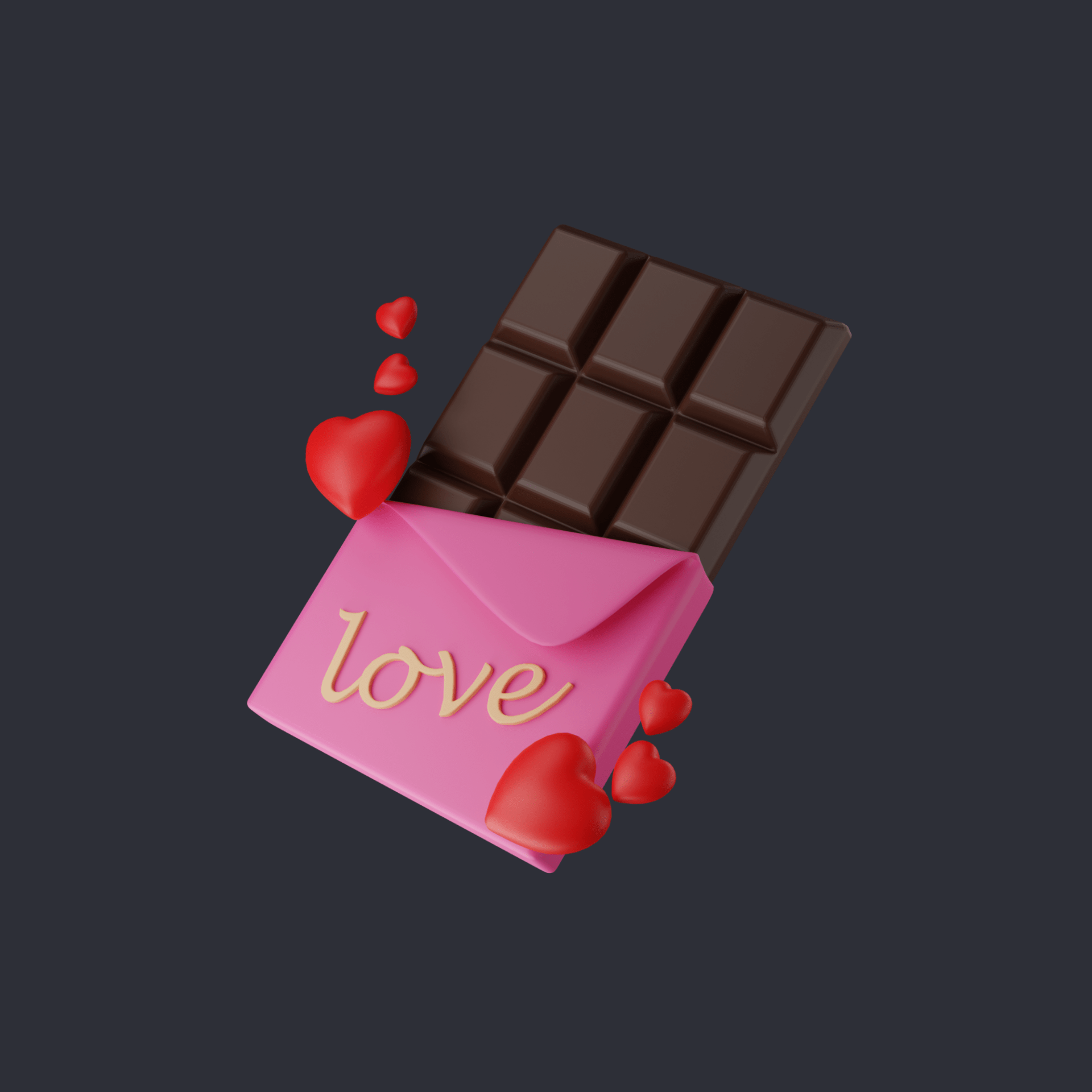 choco-bar-3d-icon-chocolate-sweet-dessert-snack-meal-chocolate-bar-dark-chocolate-candy-bar-confectionery-tasty-delicious-food-wedding-marriage-couple-cupid-engagement-valentine