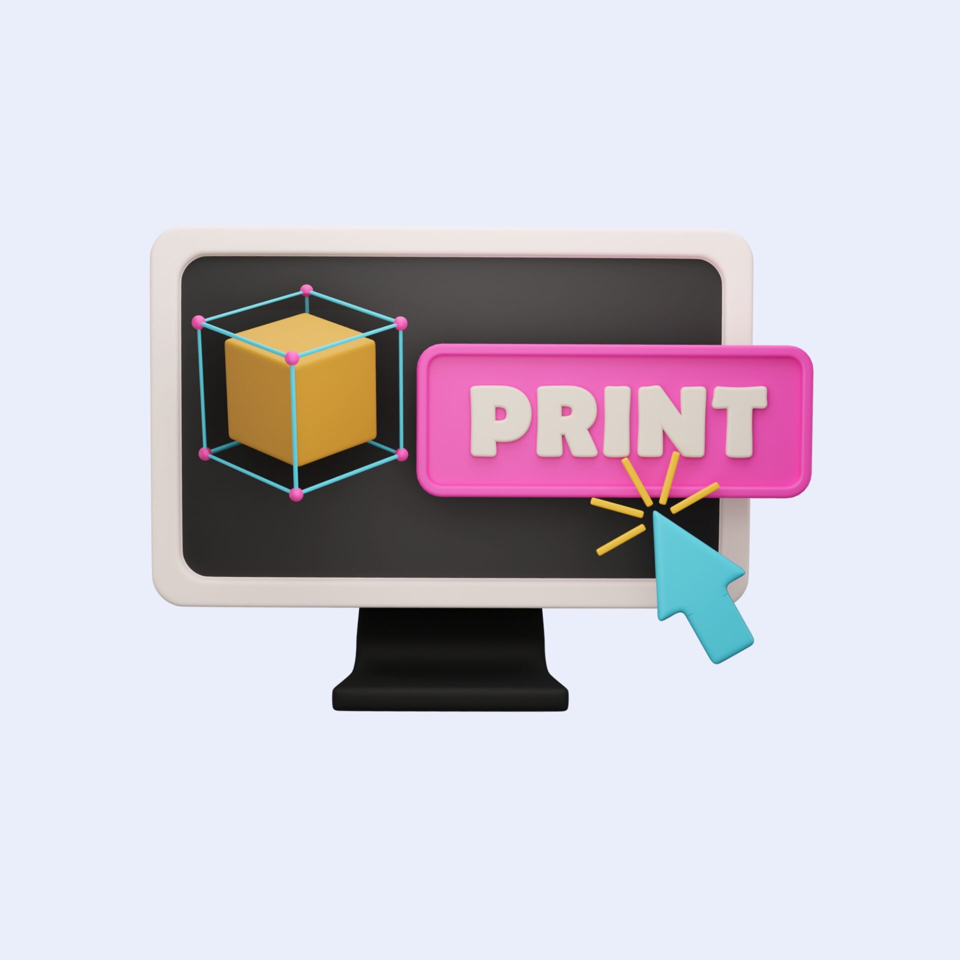 click-on-print-3d-cube-3d-design-3d-model-design-3d-cad-machine-device-printing-screen-monitor-desktop-3d-printing-3d-printer-computer-display-pointer-cursor