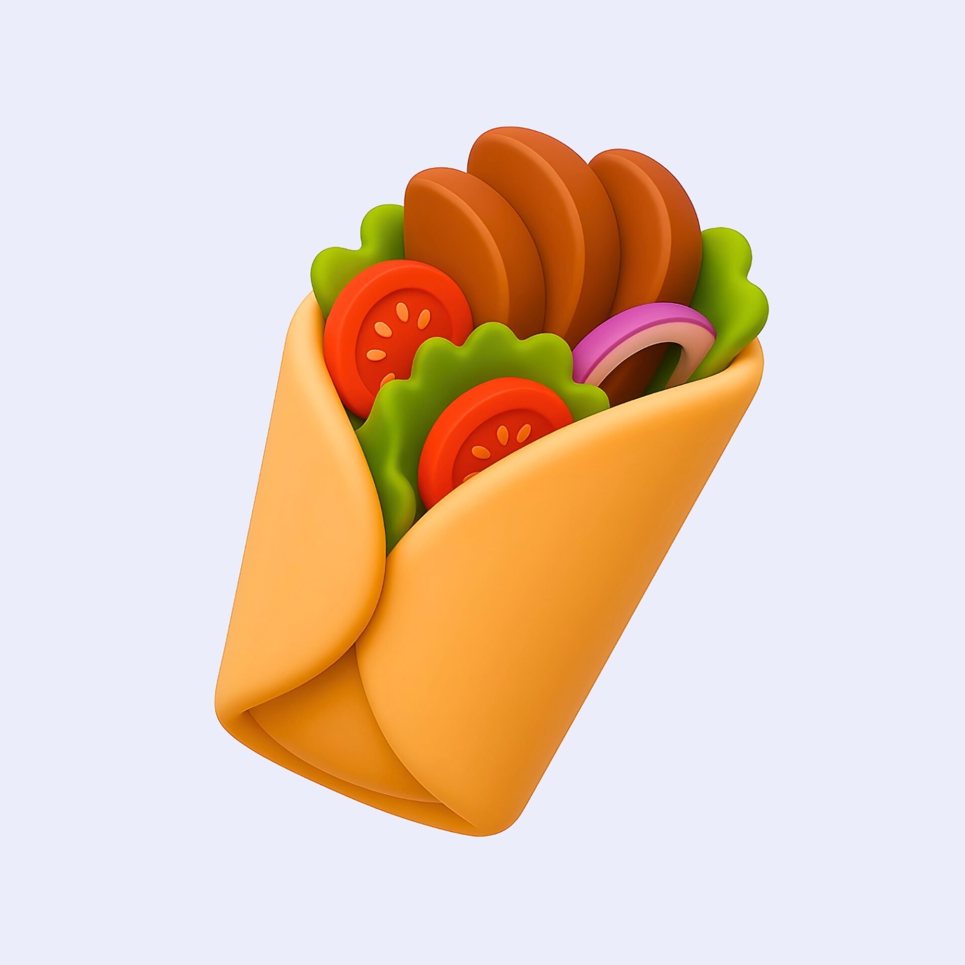 shawarma-3d-icon-burrito-pita-sandwich-tortilla-fast-food-snack-junk-food-meal-delicious-tasty-spicy-dish-appetizer